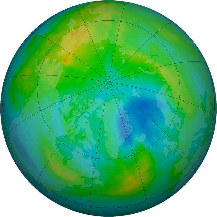 Arctic ozone map for 31 October 1980